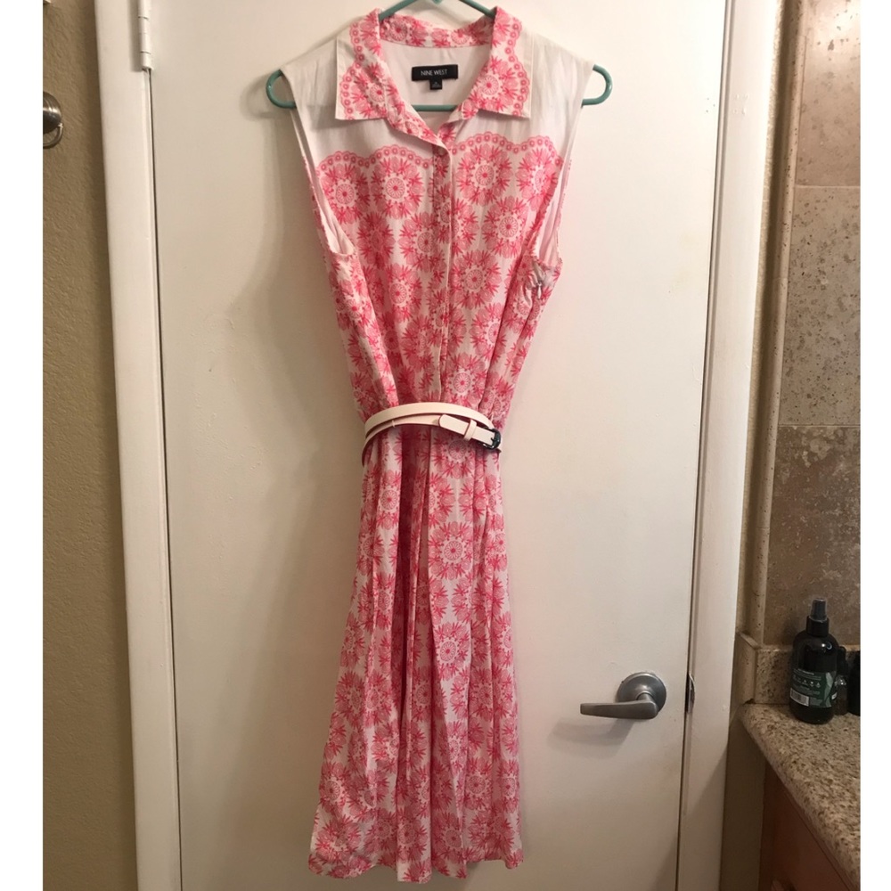 Pink & white whimsical floral vintage style dress